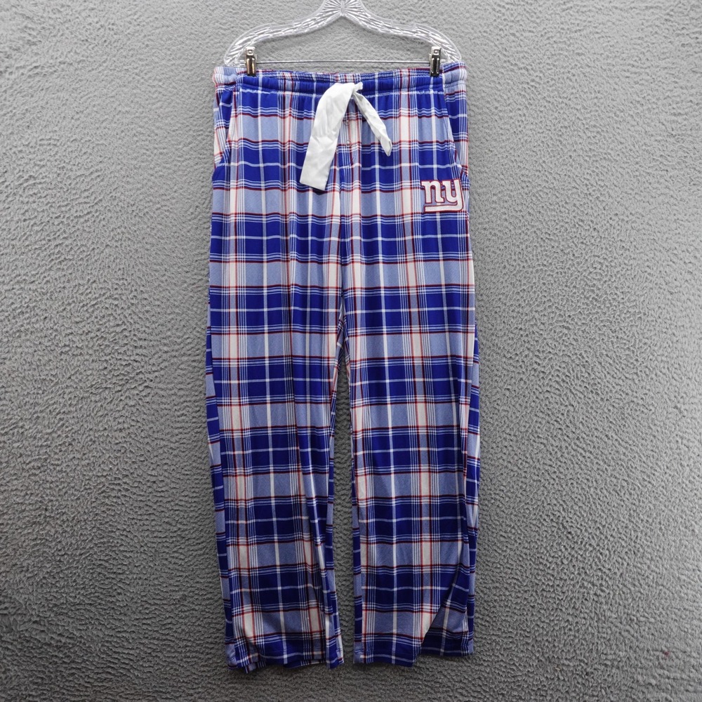 New York Giants NFL Plaid Flannel Lounge Pants Large Blue White Women NWT